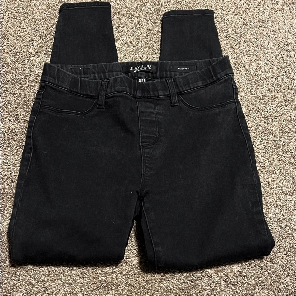 Judy Blue elastic waist black skinny fit jeans - Picture 2 of 6